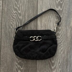Coach Black Quilted Shoulder Bag with Glossy Finish
